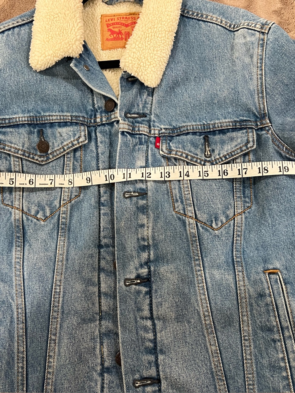 Levi's Light Blue Denim Sherpa-Lined Bomber Jacket - Picture 3 of 8